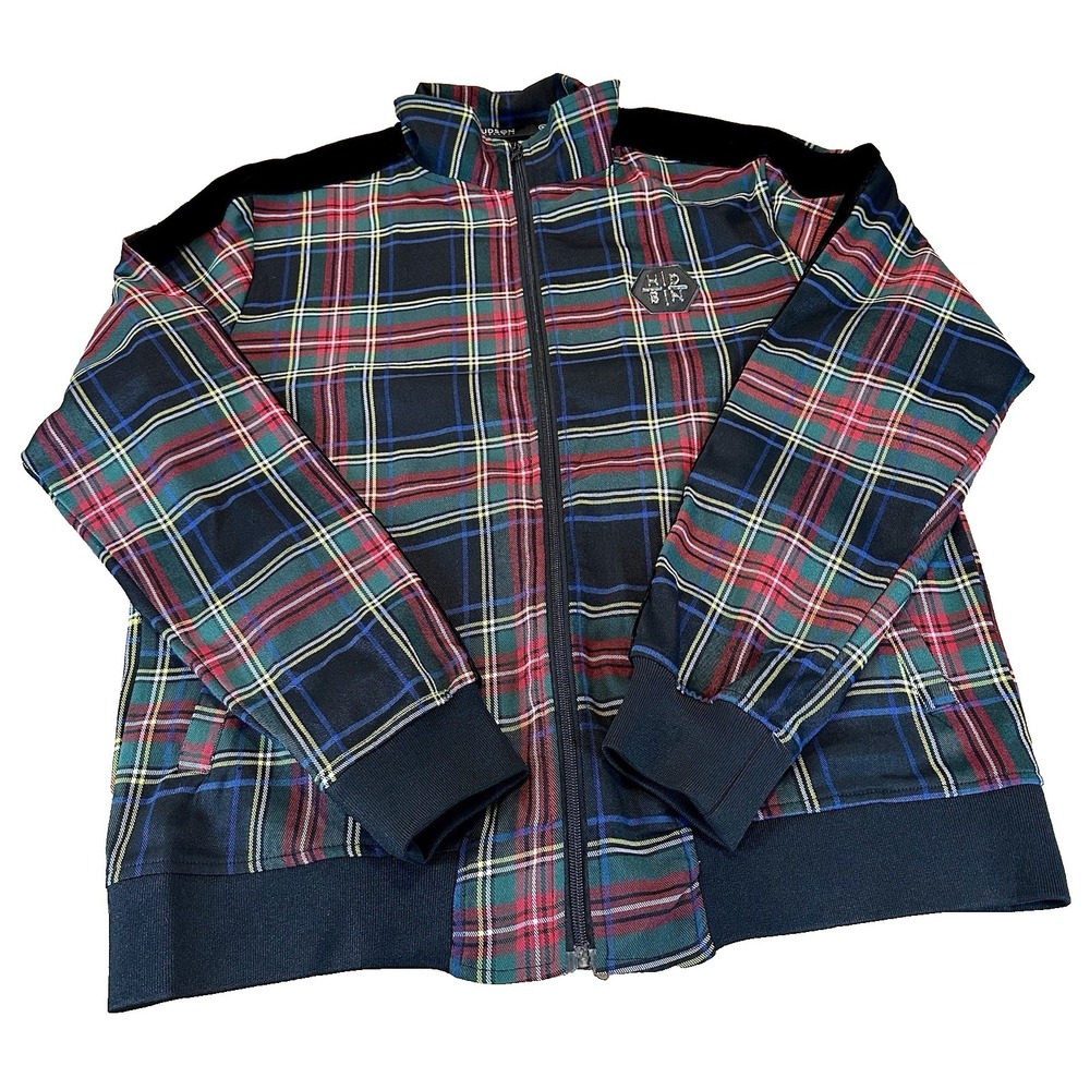 Hudson‎ Outerwear NYC Tartan Plaid Track Jacket Hip Hop Streetwear Y2K Size XL